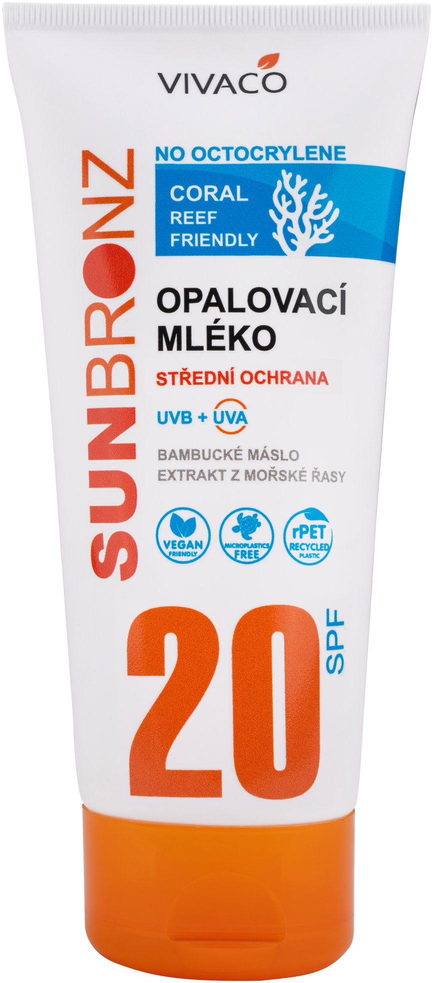 VIVACO Sun Bronz Opalovací mléko bez octocrylenu SPF 20 Coral Friendly 200 ml