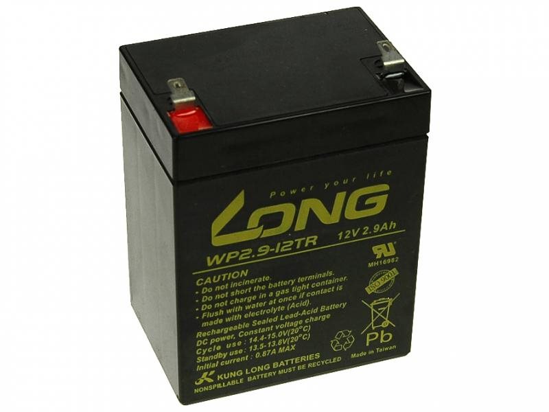 Long 12V 2.9Ah olověný akumulátor F1 (WP2.9-12TR)