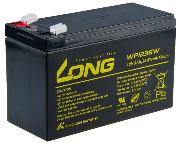 Long 12V 9Ah olověný akumulátor HighRate F2 (WP1236W)