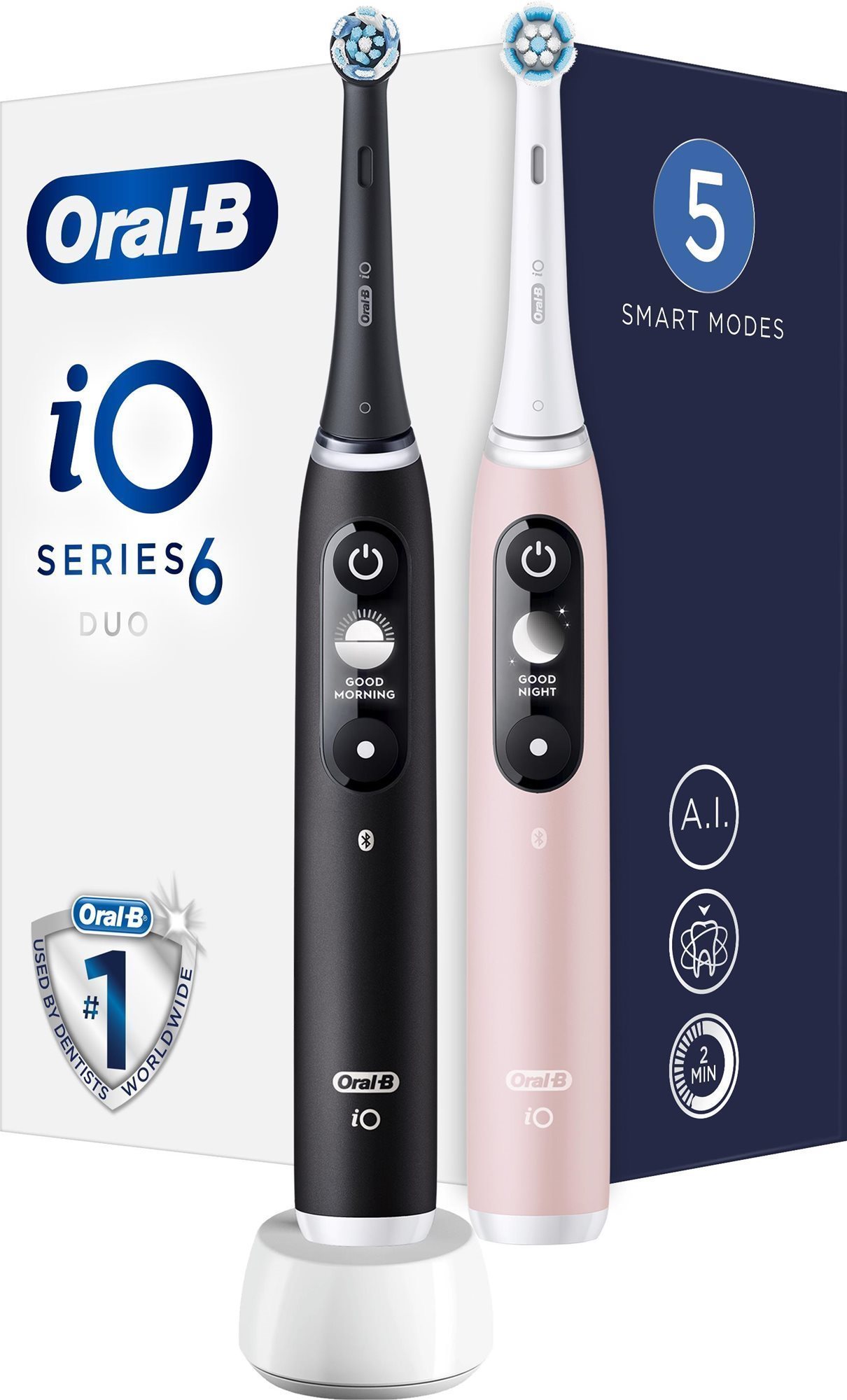 Oral-B iO Series 6 Duo Black & Pink Sand magnetické zubní kartáčky