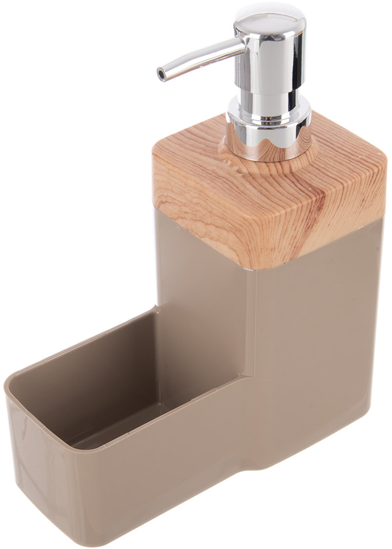 ORION BEIGE Wooden Dávkovač saponátu s organizérem 0,38 l hnědý UH