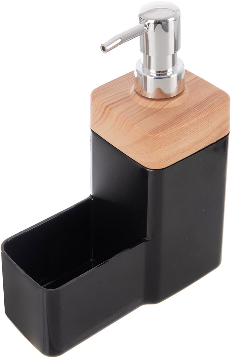 ORION BLACK Wooden Dávkovač saponátu s organizérem 0,38 l černý UH