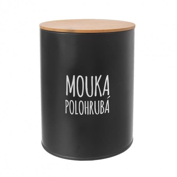 ORION Dóza plech/bambus pr. 13 cm Mouka polohrubá BLACK