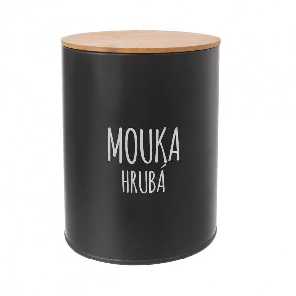 ORION Dóza plech/bambus pr. 13 cm Mouka hrubá BLACK
