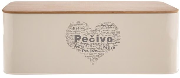 ORION Chlebovka plech/dřevo 42x22,5x16 cm PEČIVO SRDCE