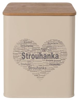 ORION Dóza plech/dřevo 11,5x11,5x14 cm STROUHANKA SRDCE