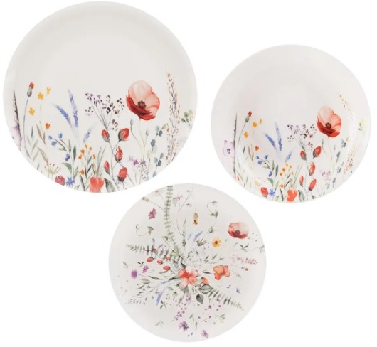 ORION Sada jídelní MÁK kulatá 18 ks porcelán