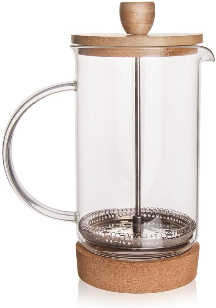 ORION Konvice sklo/nerez/bambus kafetier CORK 1 l