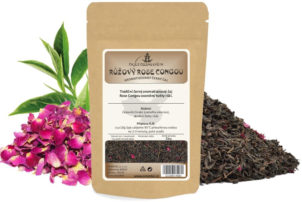 Černý aromatizovaný čaj Růžový Rose Congou - 200 g