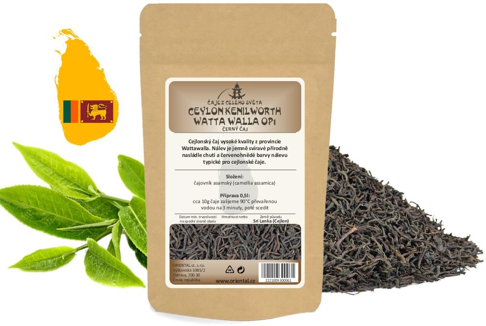 ORIENTAL černý čaj Ceylon Kenilworth Watta Walla OP1, 200 g
