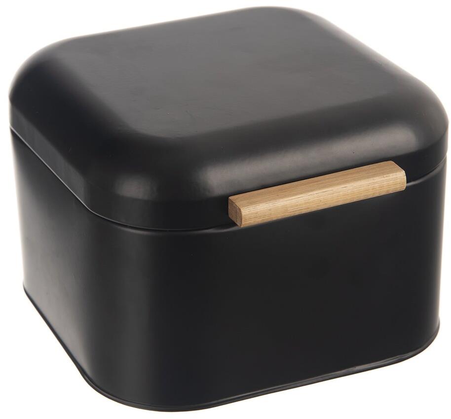 ORION BLACK Chlebovka 21,5 × 20 × 14 cm plech/bambus