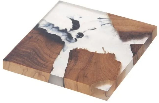 ORION Podtácek 8 × 8 cm 1 ks, akácie/resin RIVER