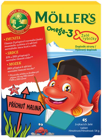 Möller’s Omega 3 Želé rybičky 45 ks, malina