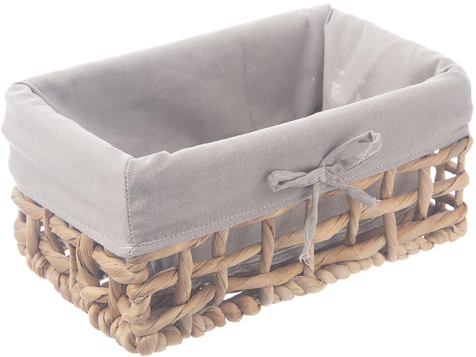 ORION Košík 27 × 17 × 13 cm šedý, vodní hyacint + textil