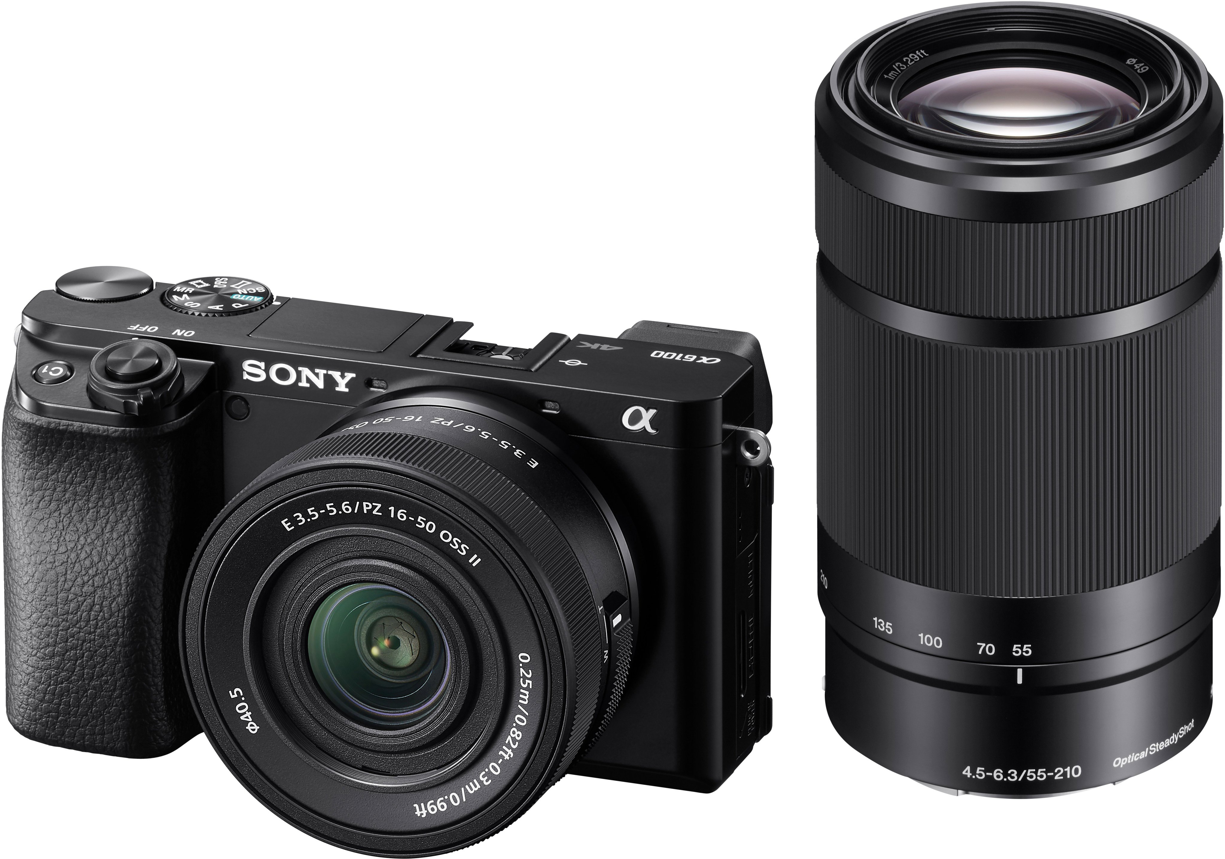 Sony Alpha A6100 černý + E PZ 16–50 mm f/3,5–5,6 II + E 55–210 mm f/4,5–6,3