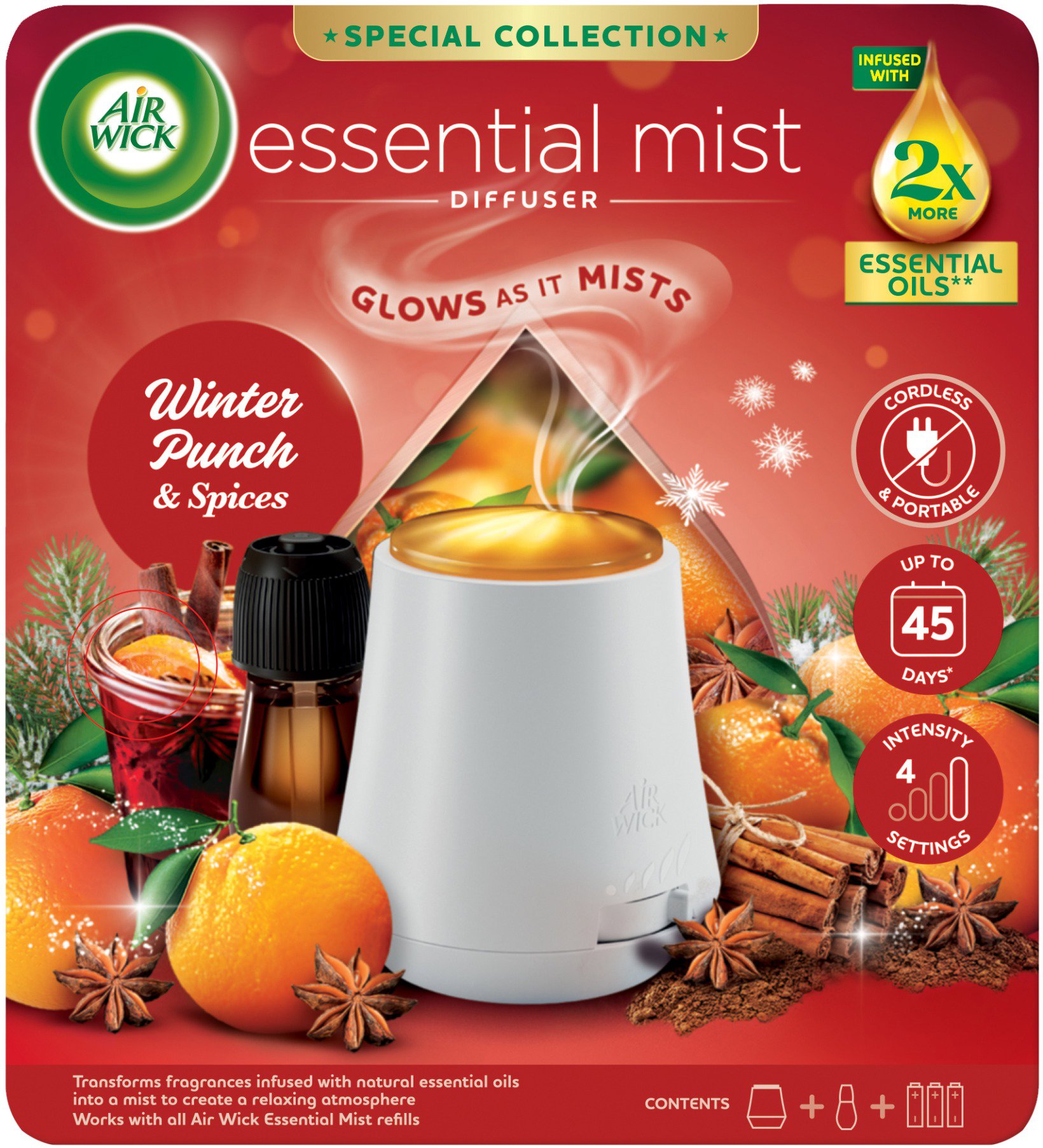 AIR WICK aroma difuzér + náplň Winter Punch & Spices 20 ml
