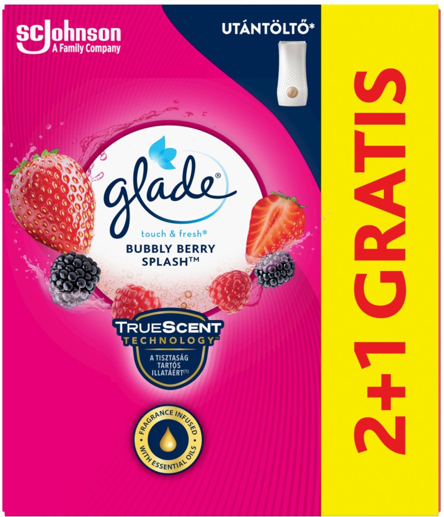 GLADE Touch&Fresh Bubble Berry Splash náplň 3× 10 ml