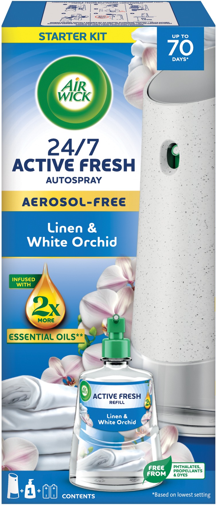 AIR WICK Active Fresh Prádlo a bílá orchidej 228 ml