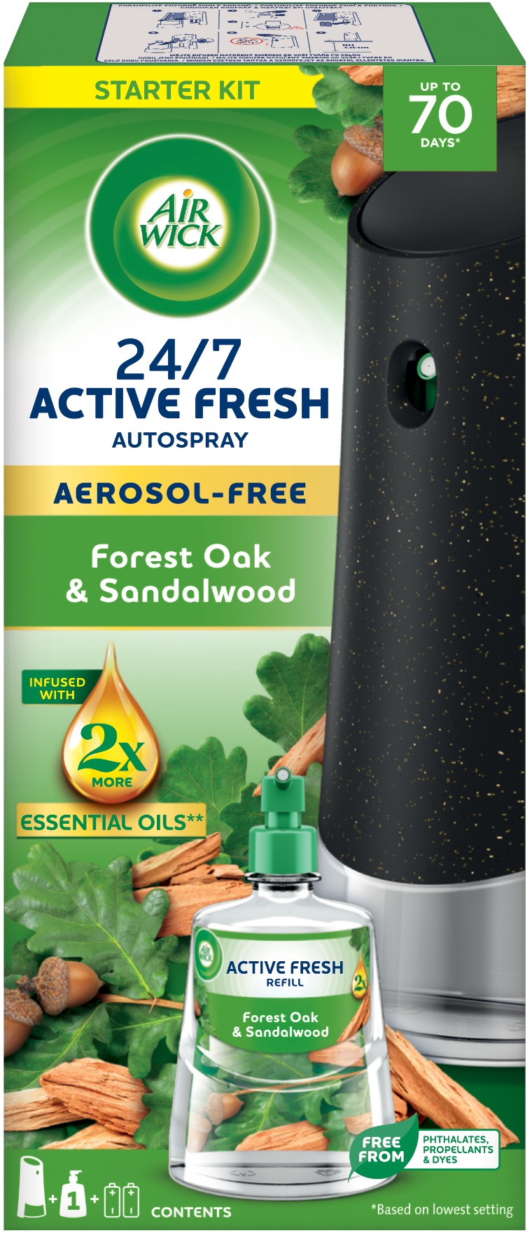 AIR WICK Active Fresh Automatic Dub a santalové dřevo 228 ml