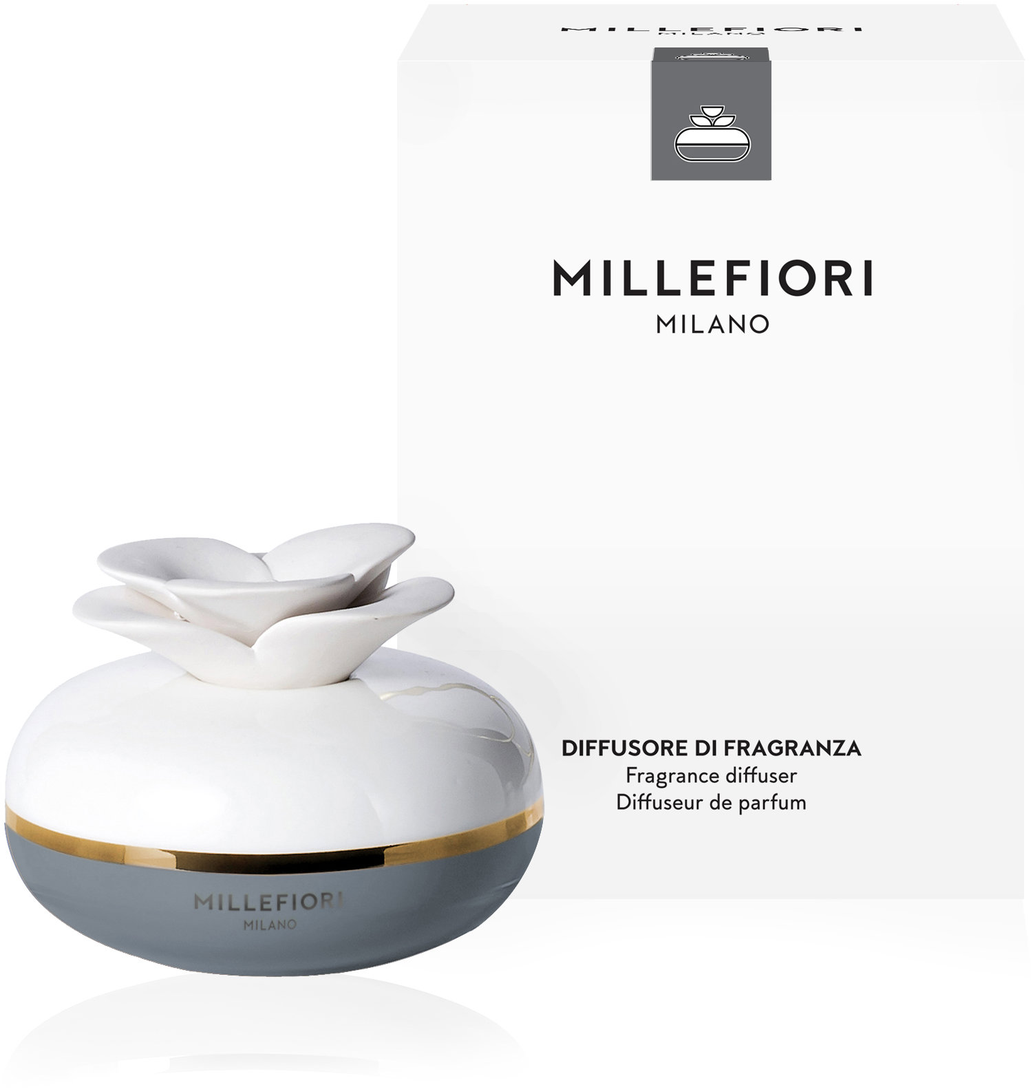 MILLEFIORI MILANO Air Design Flower Grey 130 ml