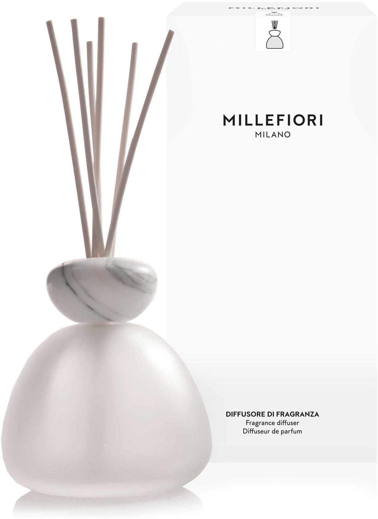 MILLEFIORI MILANO Air Design Marble White matné sklo 350 ml