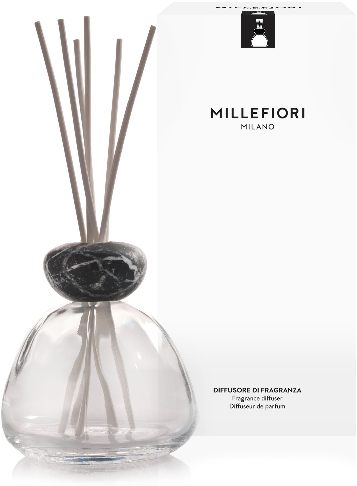 MILLEFIORI MILANO Air Design Marble Black čiré sklo 350 ml