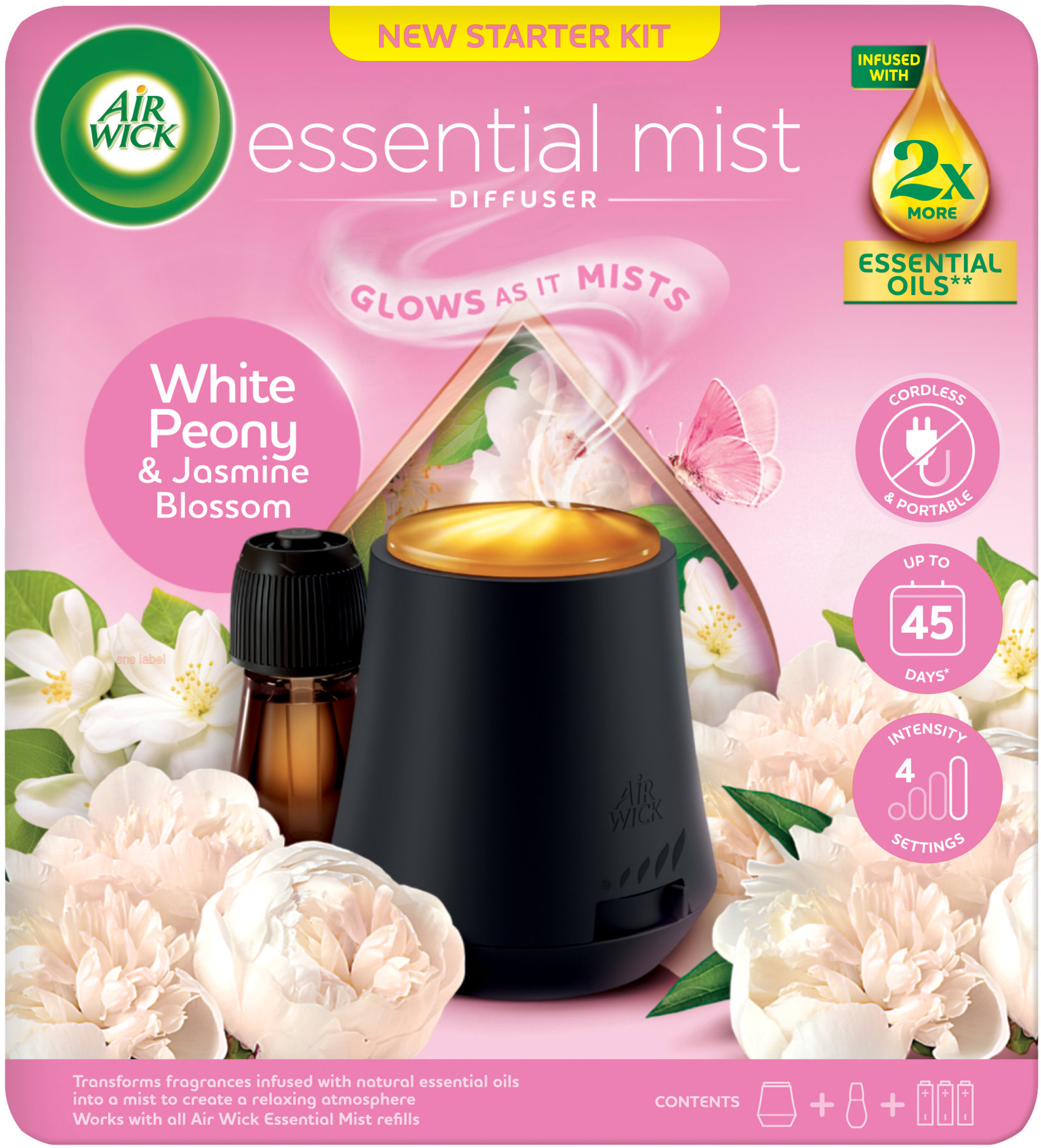 AIR WICK aroma difuzér + náplň Pivoňka a jasmínový květ 20 ml