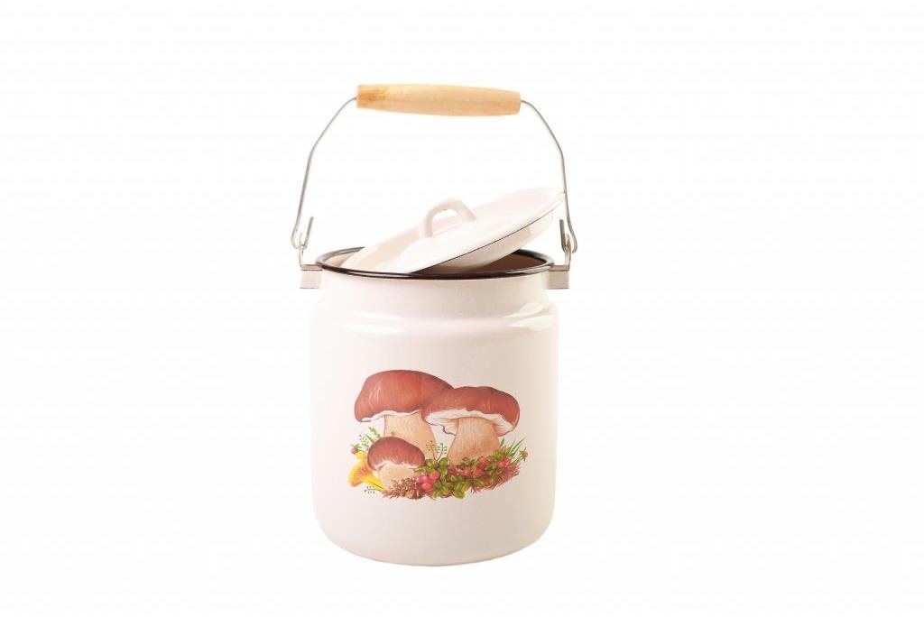 Olymp Smaltovaná bandaska na mléko Houby 3,5 l