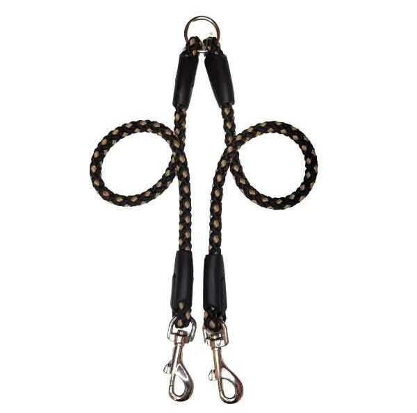 Palkar Vodítko rozdvojka pro psy 50 cm × 14 mm černo - béžové