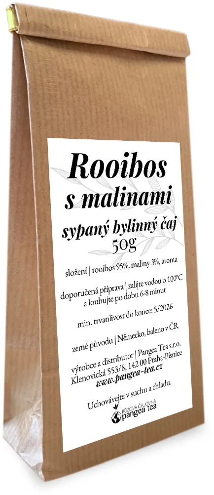Pangea Tea sypaný čaj Rooibos s malinami 50 g
