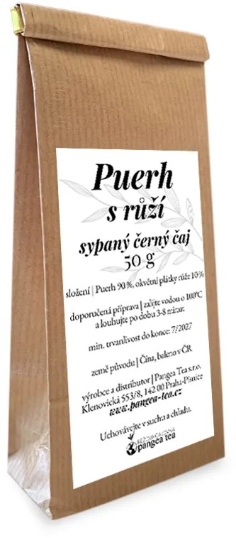 Pangea Tea Puerh s růží, černý čaj 50 g