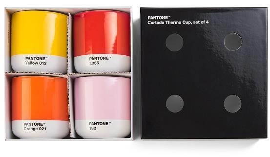 PANTONE Hrnek Cortado set - oranžová, červená, žlutá, růžová