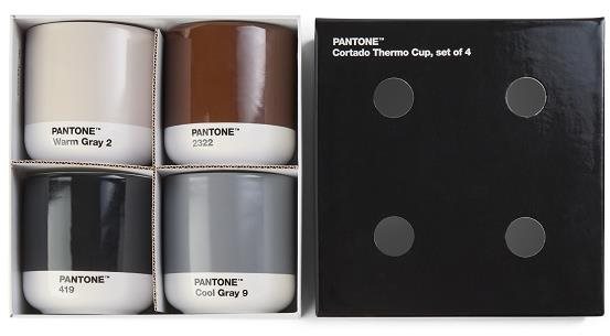 PANTONE Hrnek Cortado set - světle, tmavě šedá, hnědá, černá