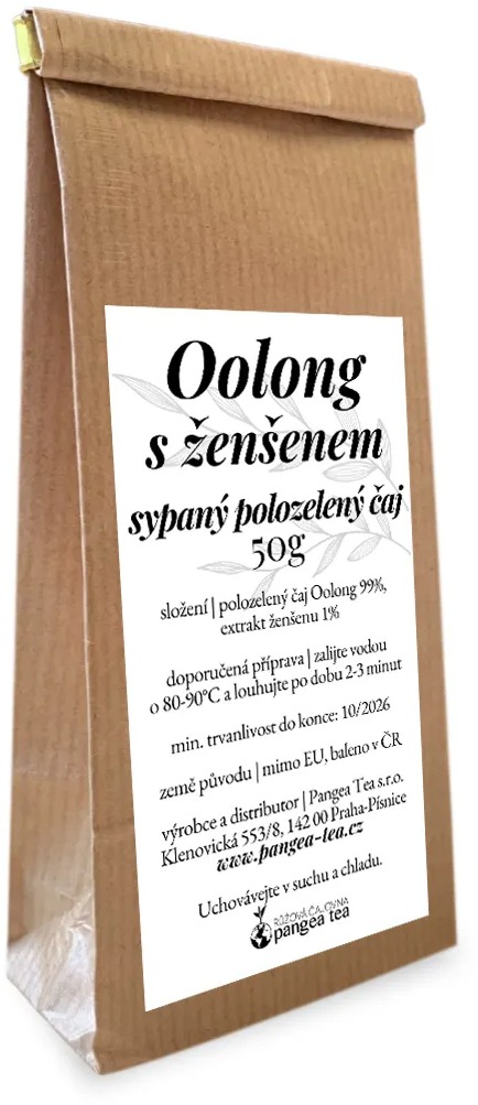 Pangea Tea polozelený sypaný čaj Oolong s ženšenem 50 g