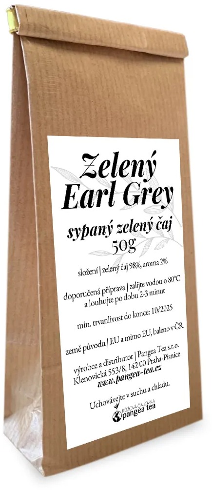 Pangea Tea zelený sypaný čaj Zelený Earl Grey 50 g