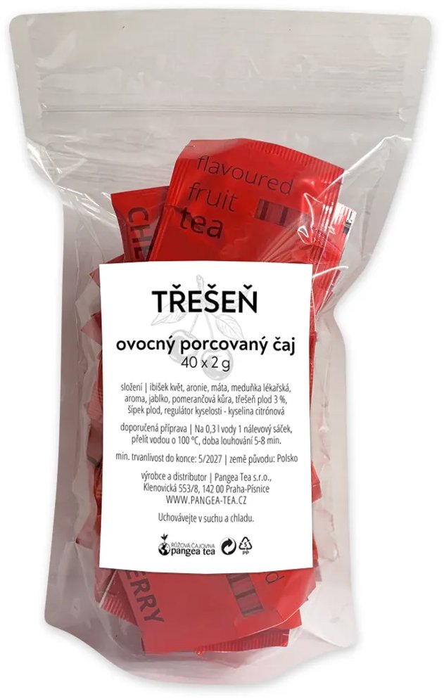 Pangea Tea Cherry / Třešeň, ovocný porcovaný čaj, nálevové sáčky