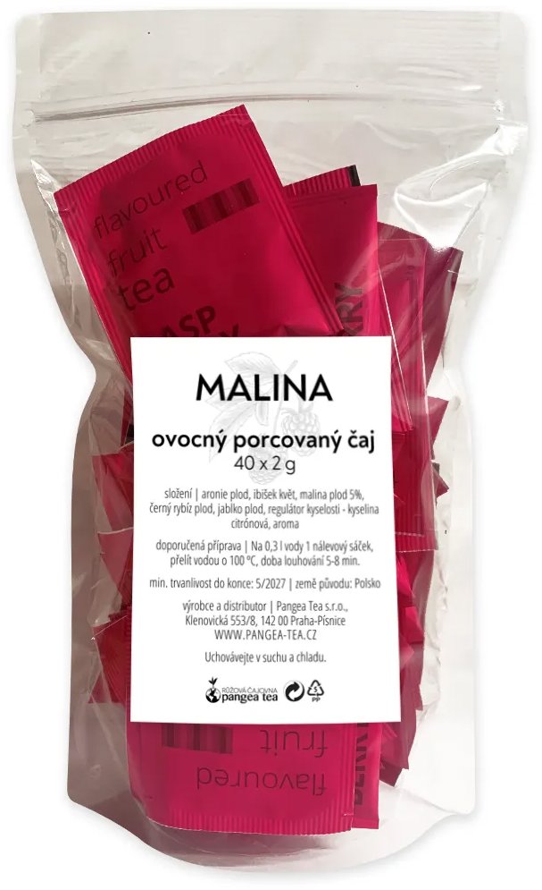 Pangea Tea Raspberry / Malina, ovocný porcovaný čaj, nálevové sáčky