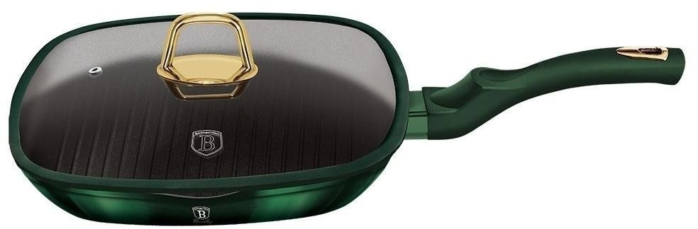 BERLINGERHAUS Pánev grilovací s poklicí a titanovým povrchem 28 cm Emerald Collection