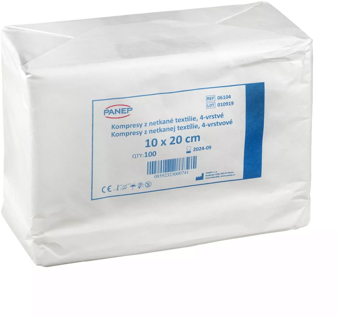 Panep Kompresy z gázy 8vrstvé nesterilní 100 ks 10 × 20 cm
