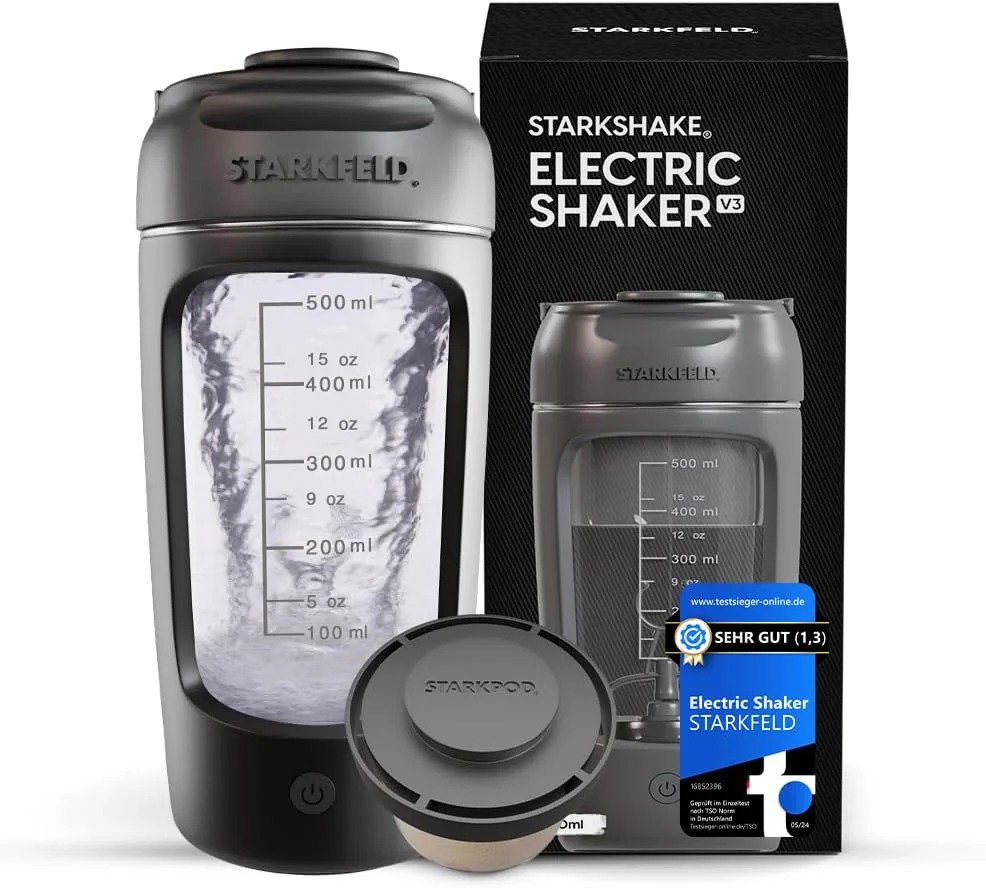 STARKFELD Přenosný elektrický shaker na protein 650 ml, šedý