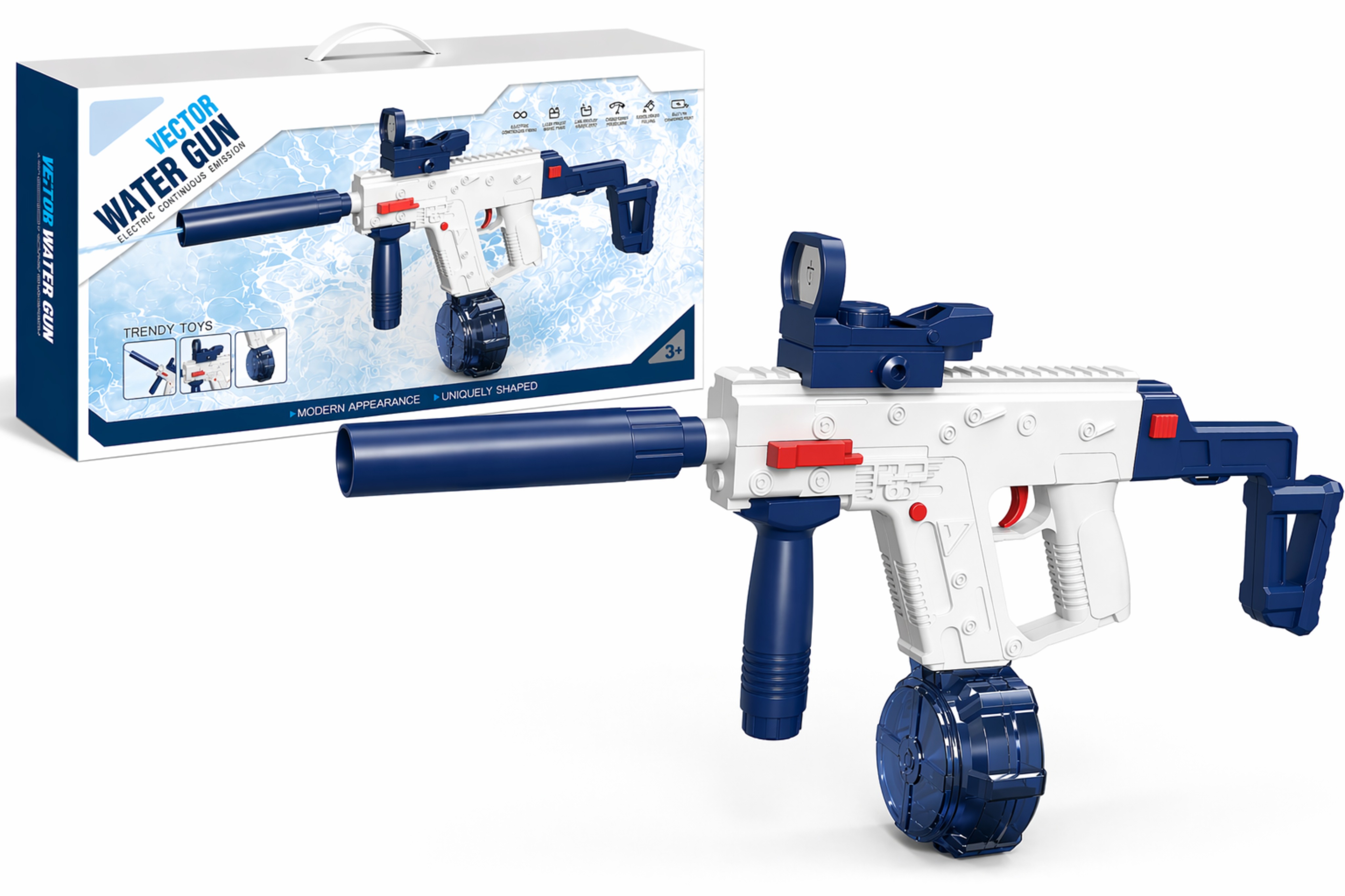 BATTLE Elektrická vodní pistole - Vector, 2 zásobníky, modrá