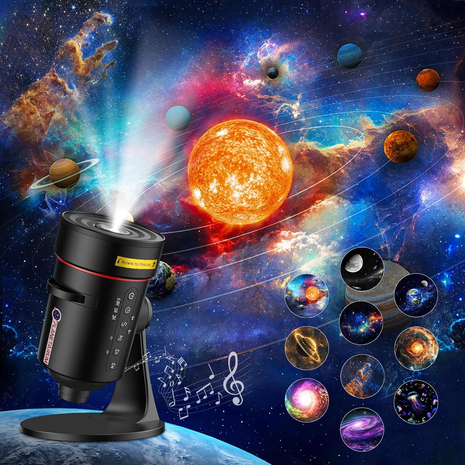 Bolong Projektor galaxie Meteor 8. gen, 10 kazet 4K, zvuky přírody, černý