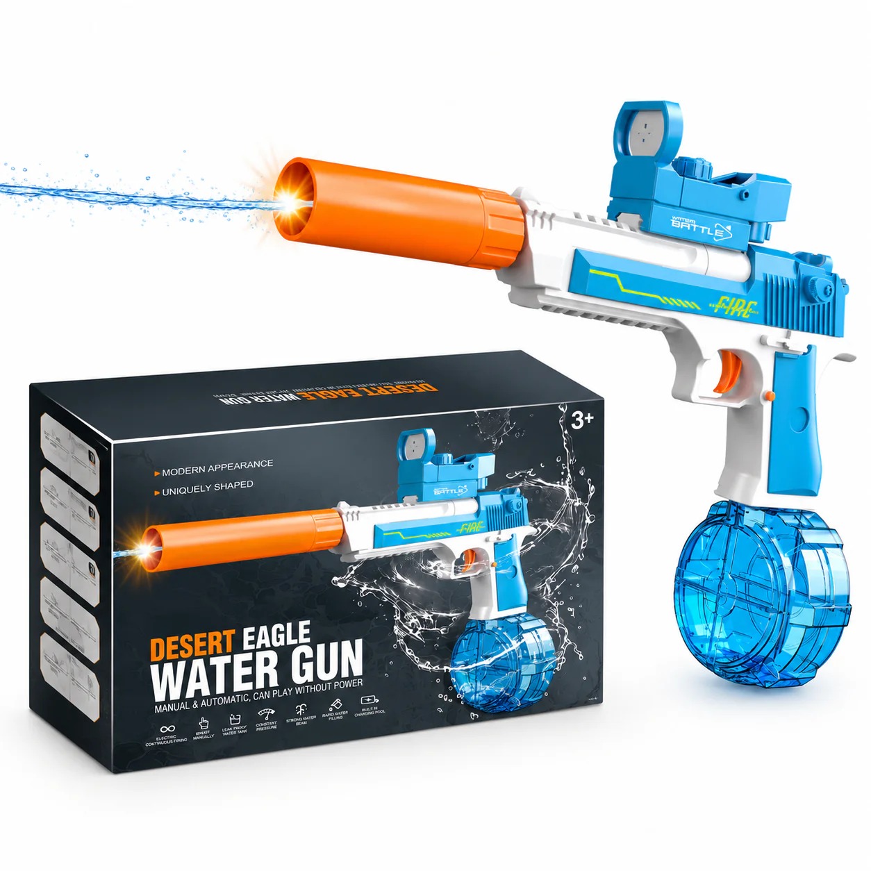 Battle Elektrická vodní pistole Desert Eagle, 425 ml, modrá