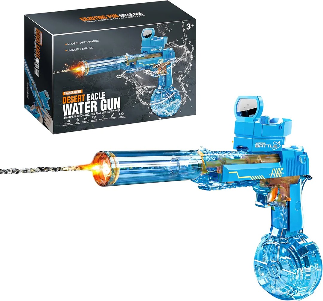 Battle Elektrická vodní pistole Desert Eagle, 425 ml, transparentní modrá