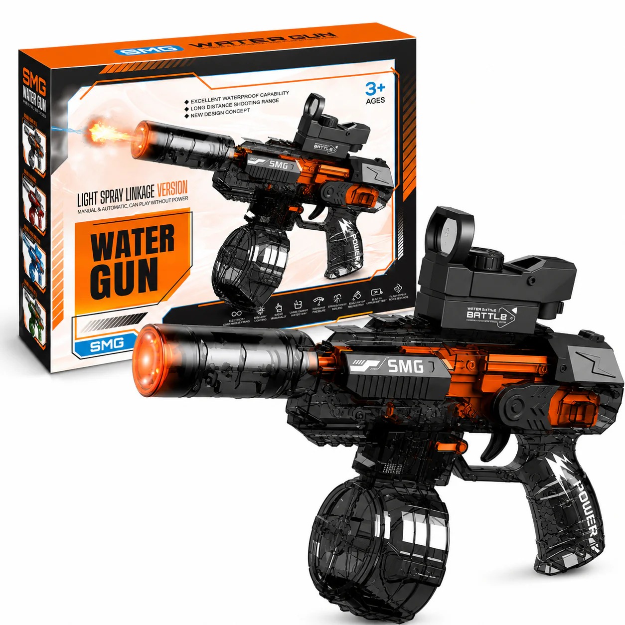 Battle Elektrická vodní pistole SMG 425 ml, 1200 mAh, černá