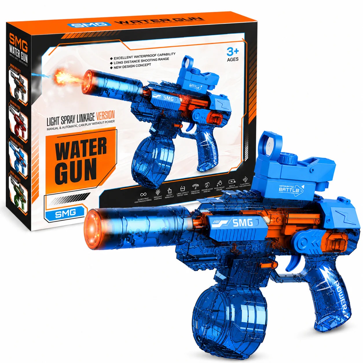 Battle Elektrická vodní pistole SMG 425 ml, 1200 mAh, modrá
