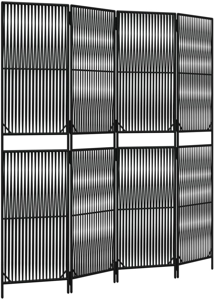 vidaXL Dělící stěna 196 × 200 cm polyratan, černá, 4 panely 365392