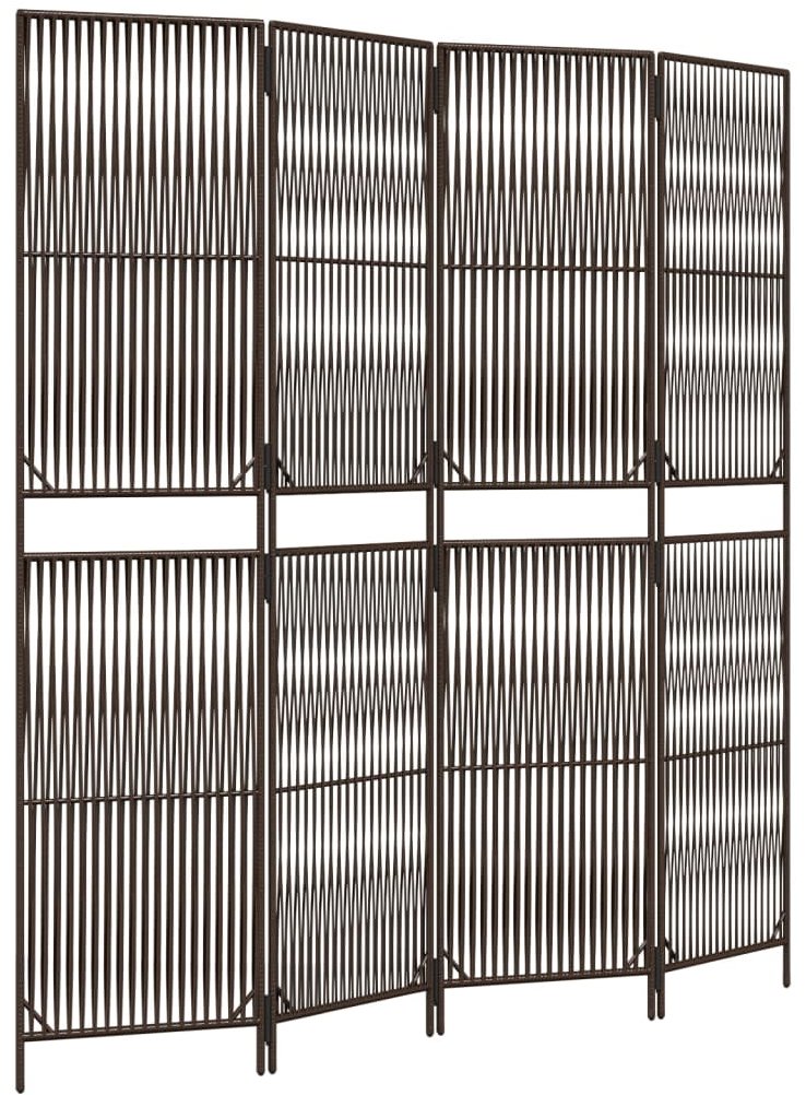 vidaXL Dělicí stěna 196 x 200 cm polyratan, hnědá, 4 panely 365393