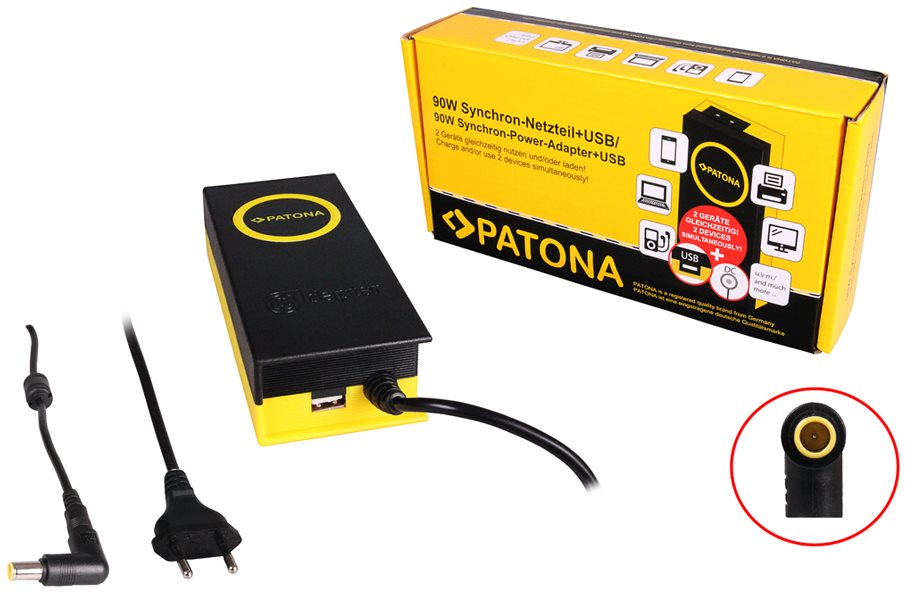PATONA k ntb/ 20V/4.7A 90W/ konektor 7.9x5.5mm+PIN/ + výstup USB