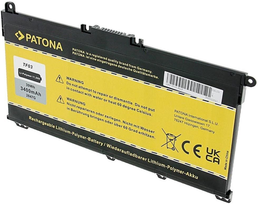 Patona pro HP Pavilion 14-BK/15-CC 3400mAh Li-Pol 11,55V TF03XL
